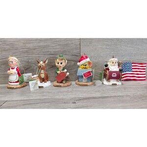 Marathon Holiday Ornaments Collectors 6 Pc Set Christmas Santa Elf Mrs. Claus